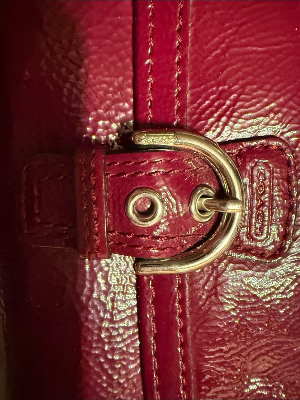 Glossy Plum Leather Clutch Wallet - coach